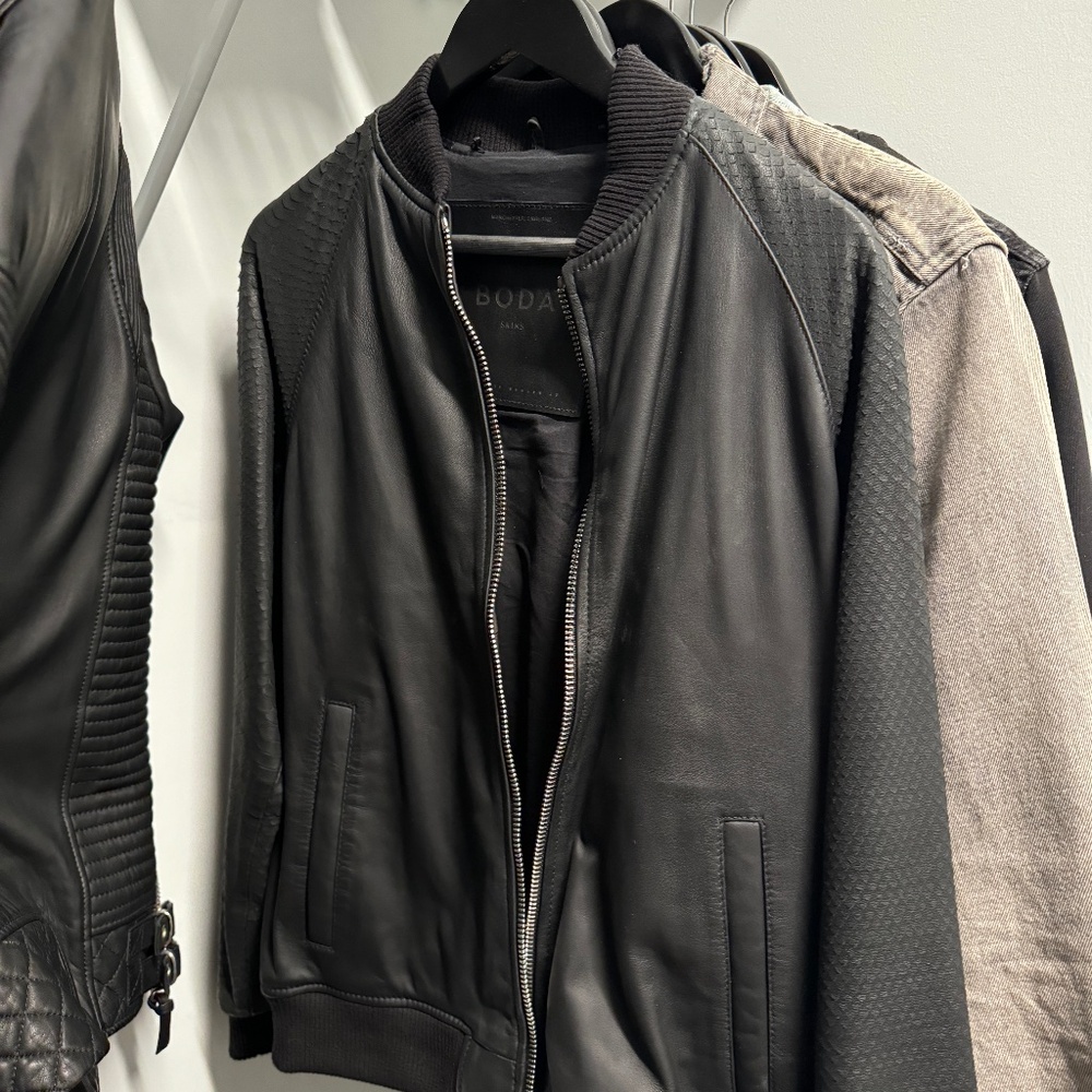 Boda Skins - Men's Leather Bomber - Small, Black, Incredible Condition